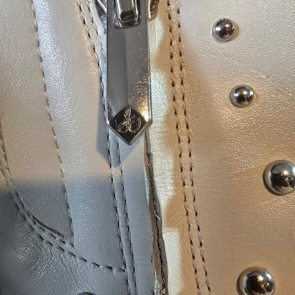 Sam Edelman Roya white booties silver studs cone heel pointed toe flashy size 8 - Picture 10 of 15